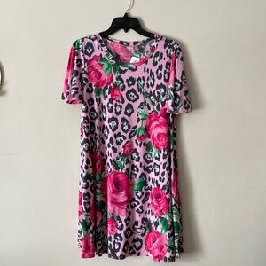 NWT! Leopard and Floral Print Swing Dress